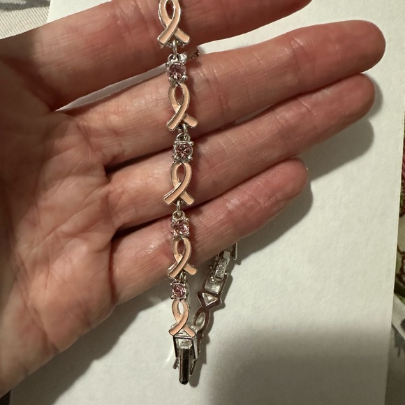 Breast cancer awareness ribbons bracelet with extender - Picture 3 of 5